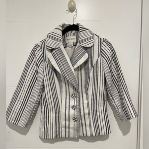 White House Black Market White and Black Striped Blazer